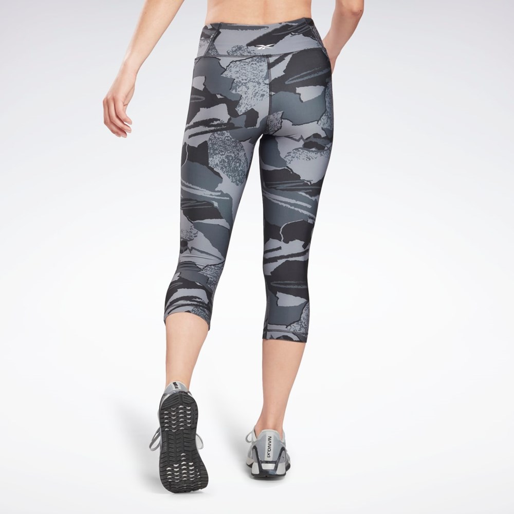 Reebok Workout Ready Printed Capri Czarne | CIDY-98764