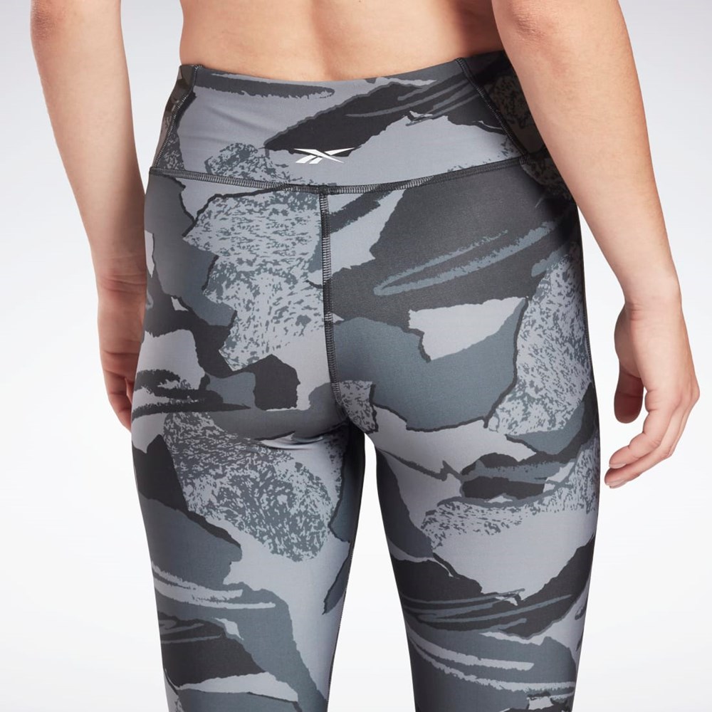 Reebok Workout Ready Printed Capri Czarne | CIDY-98764