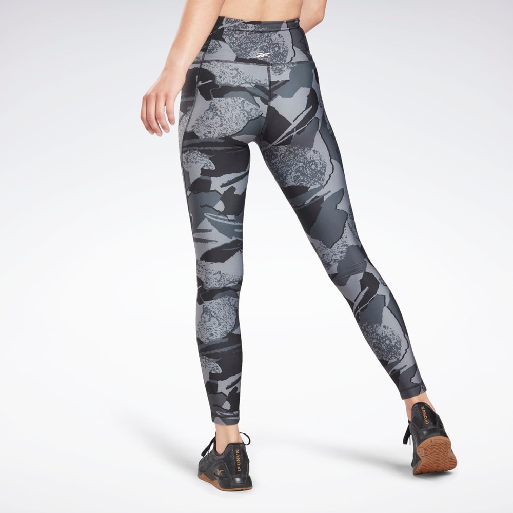 Reebok Workout Ready Printed Leggings Czarne | BXGR-28165