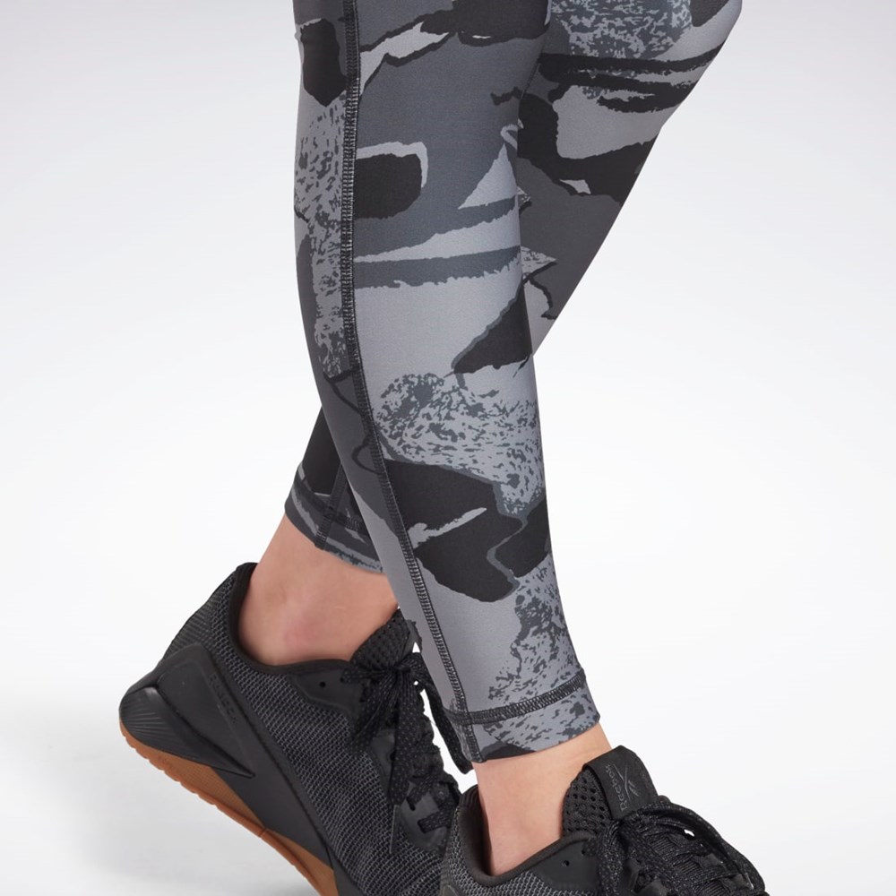 Reebok Workout Ready Printed Leggings Czarne | BXGR-28165