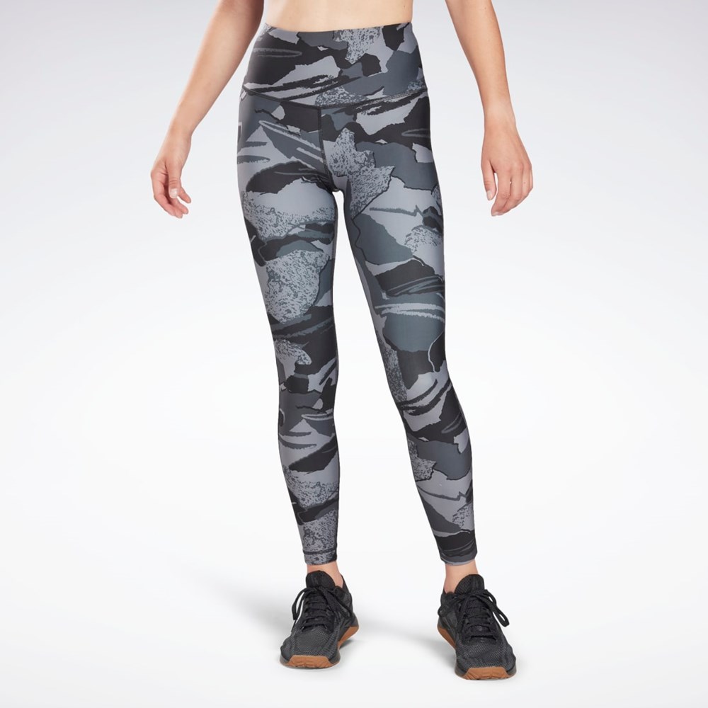 Reebok Workout Ready Printed Leggings Czarne | BXGR-28165