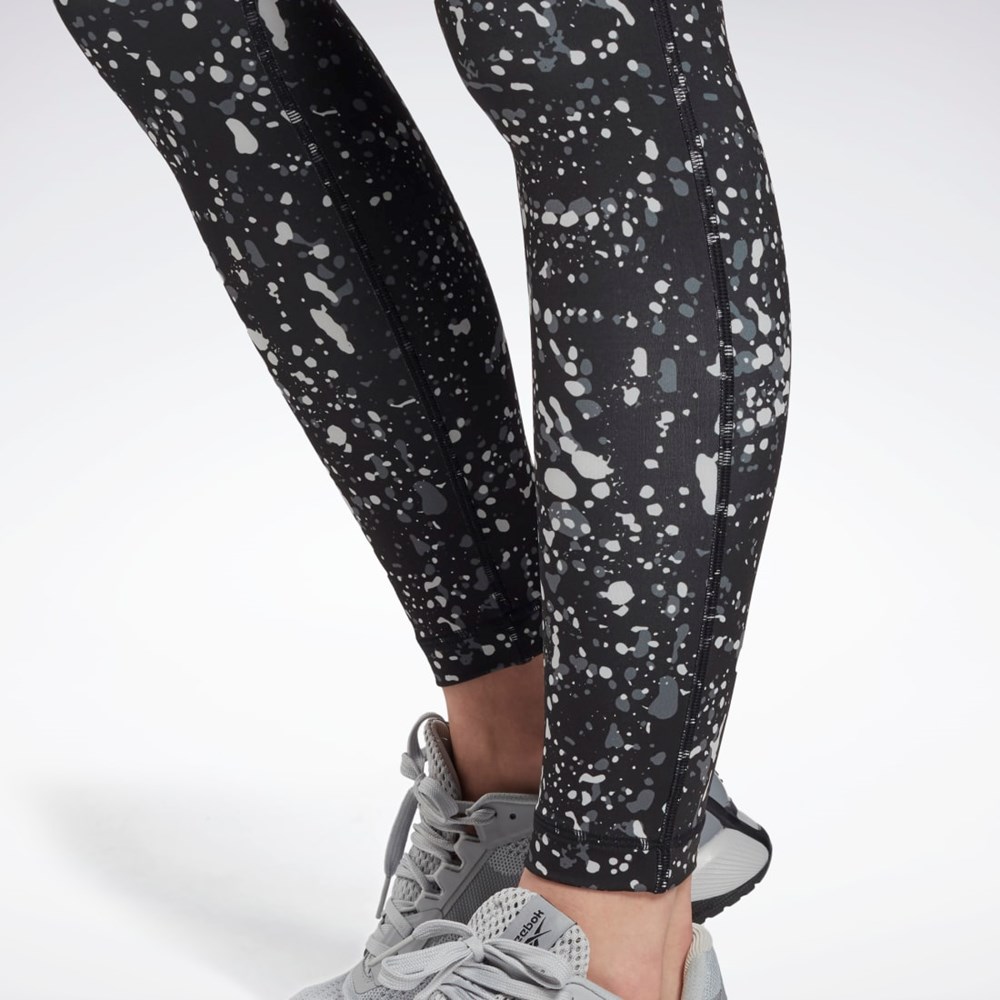 Reebok Workout Ready Printed Leggings Czarne | DIPB-52176