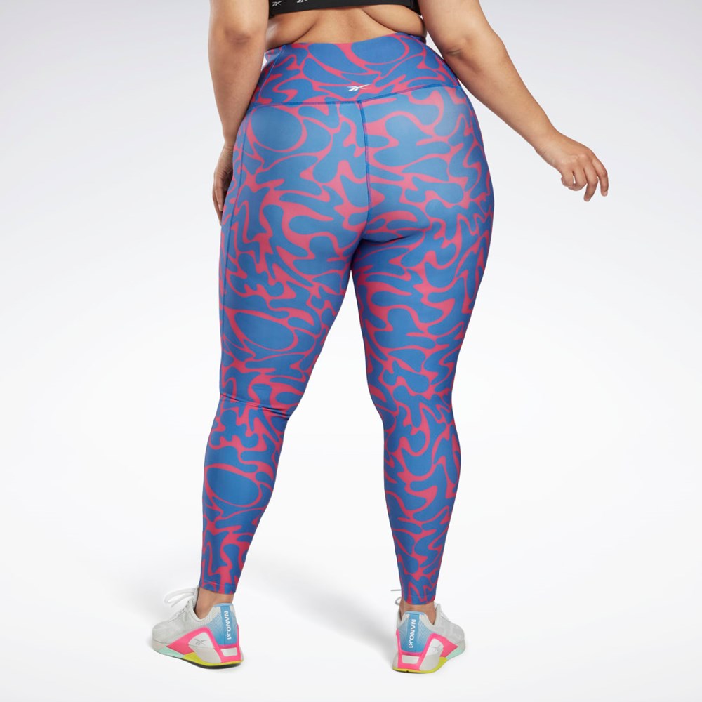 Reebok Workout Ready Printed Leggings (Plus Size) Różowe | BIUF-37142