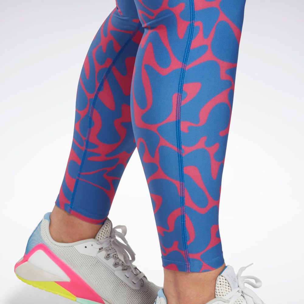 Reebok Workout Ready Printed Leggings (Plus Size) Różowe | BIUF-37142