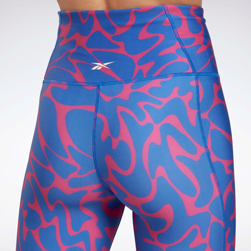 Reebok Workout Ready Printed Leggings Różowe | TOKD-47108