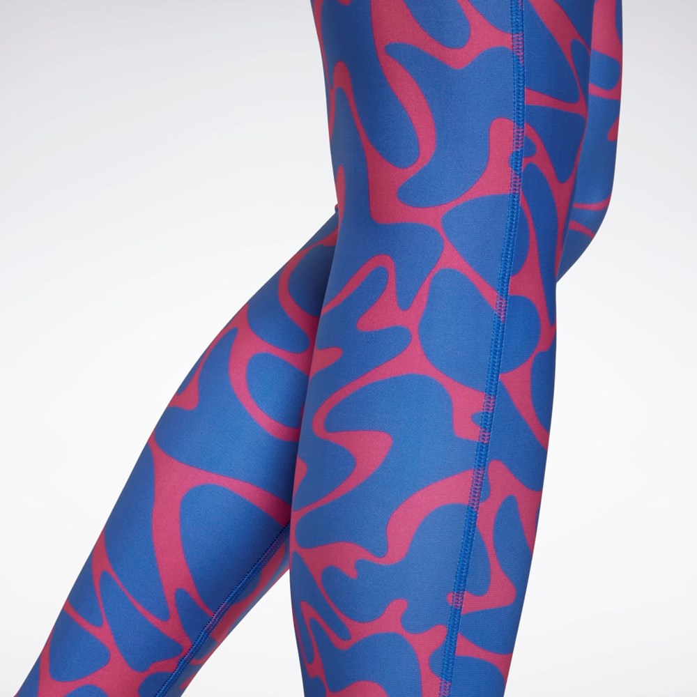 Reebok Workout Ready Printed Leggings Różowe | TOKD-47108