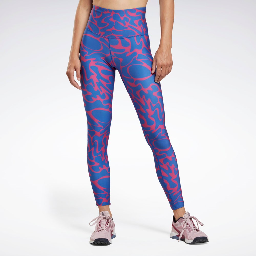 Reebok Workout Ready Printed Leggings Różowe | TOKD-47108