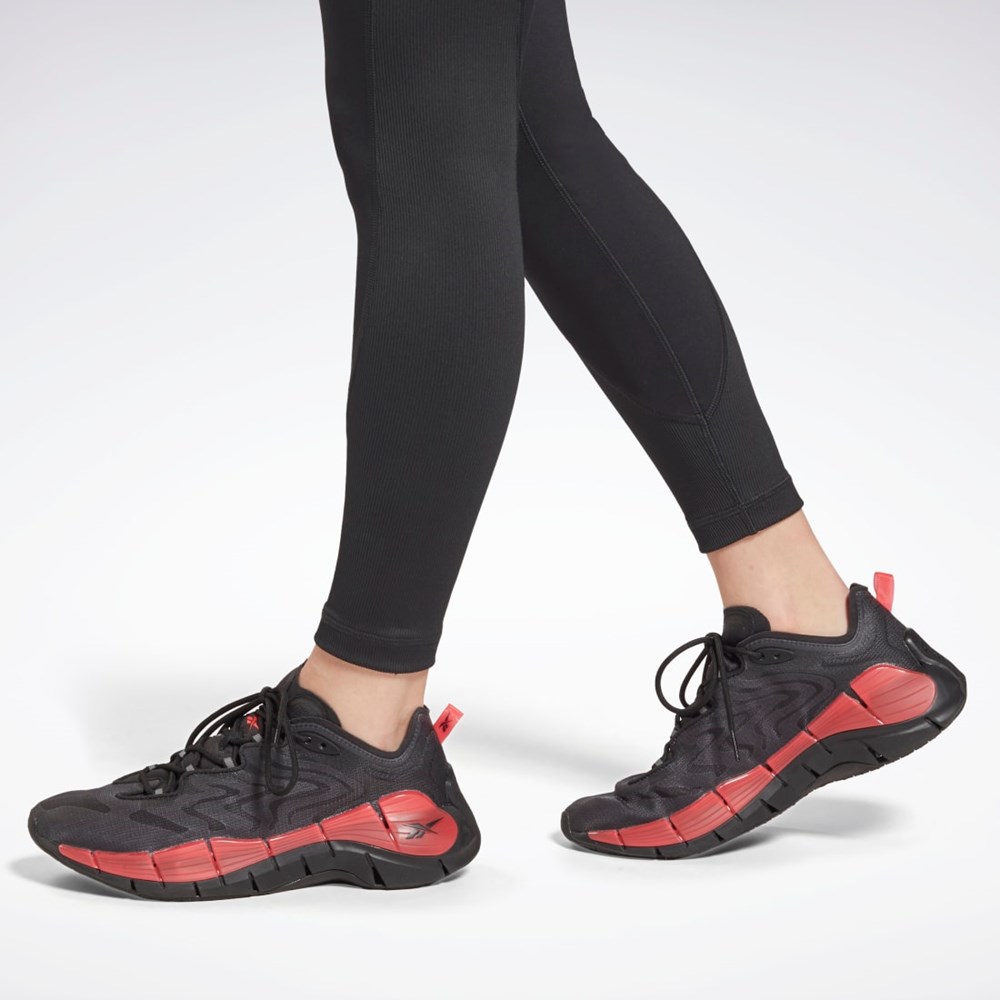 Reebok Workout Ready Rib High-Rise Leggings Czarne | GXIN-17508