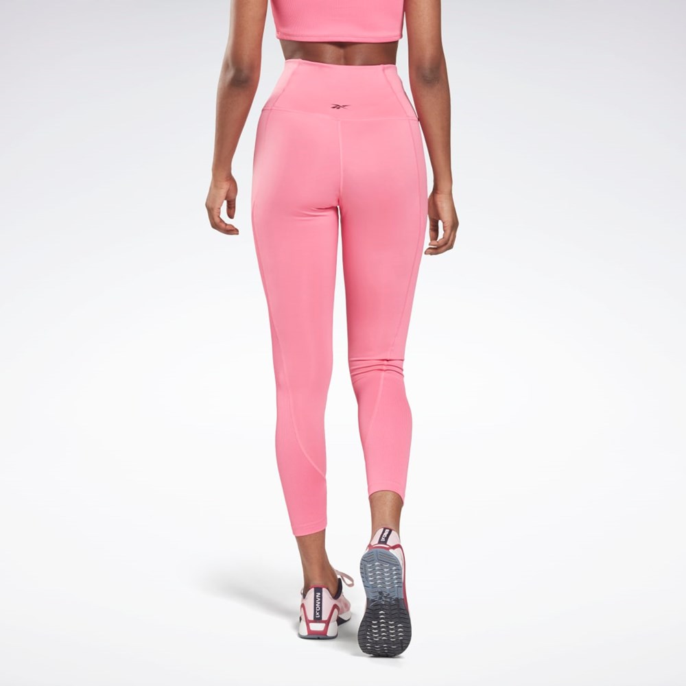 Reebok Workout Ready Rib High-Rise Leggings Różowe | HAIN-84123