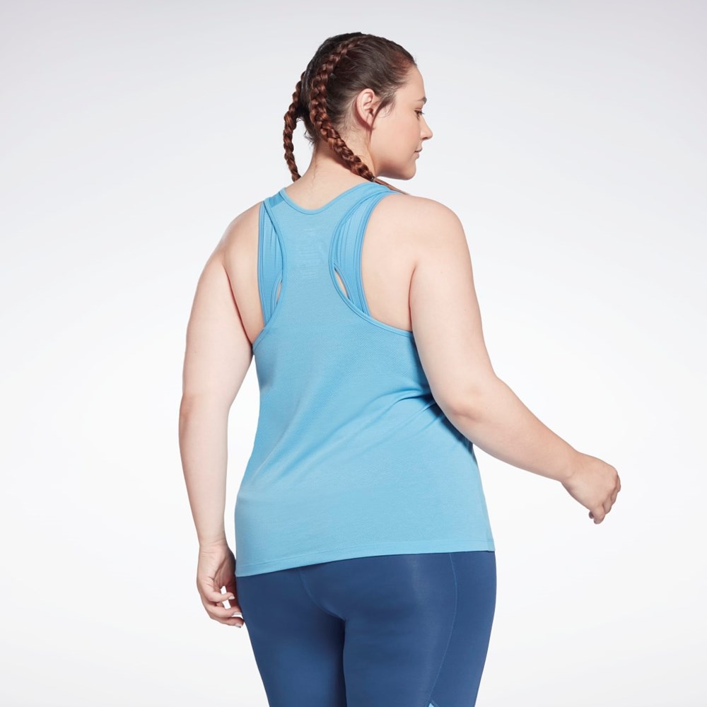 Reebok Workout Ready Supremium Big Logo Tank Top (Plus Size) Niebieskie | OJRA-91637