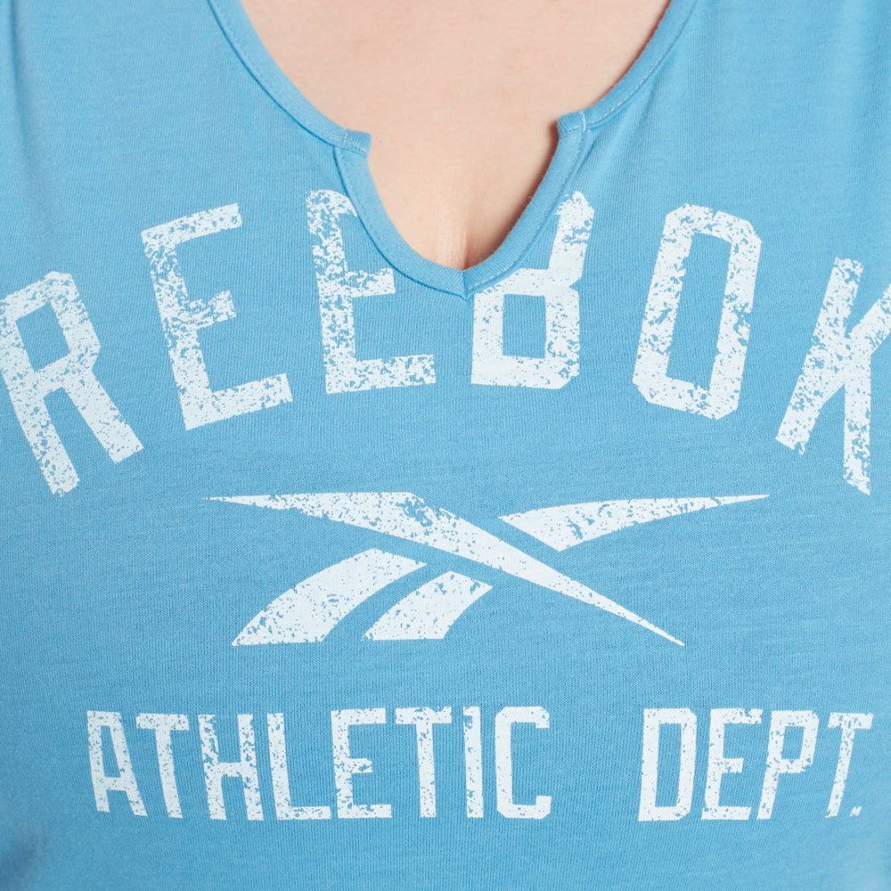 Reebok Workout Ready Supremium Big Logo Tank Top (Plus Size) Niebieskie | OJRA-91637