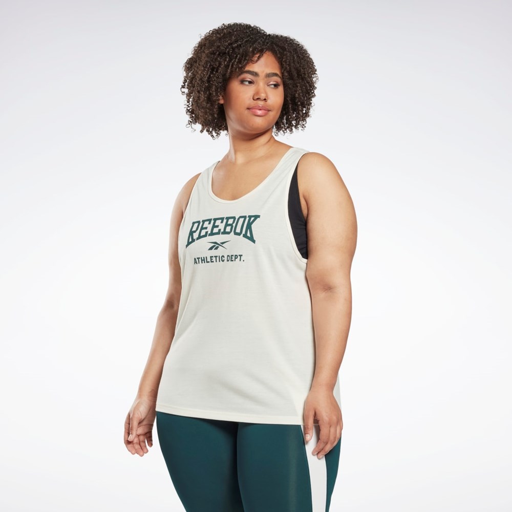 Reebok Workout Ready Supremium Grafiką Tank Top (Plus Size) Białe | CJET-85264