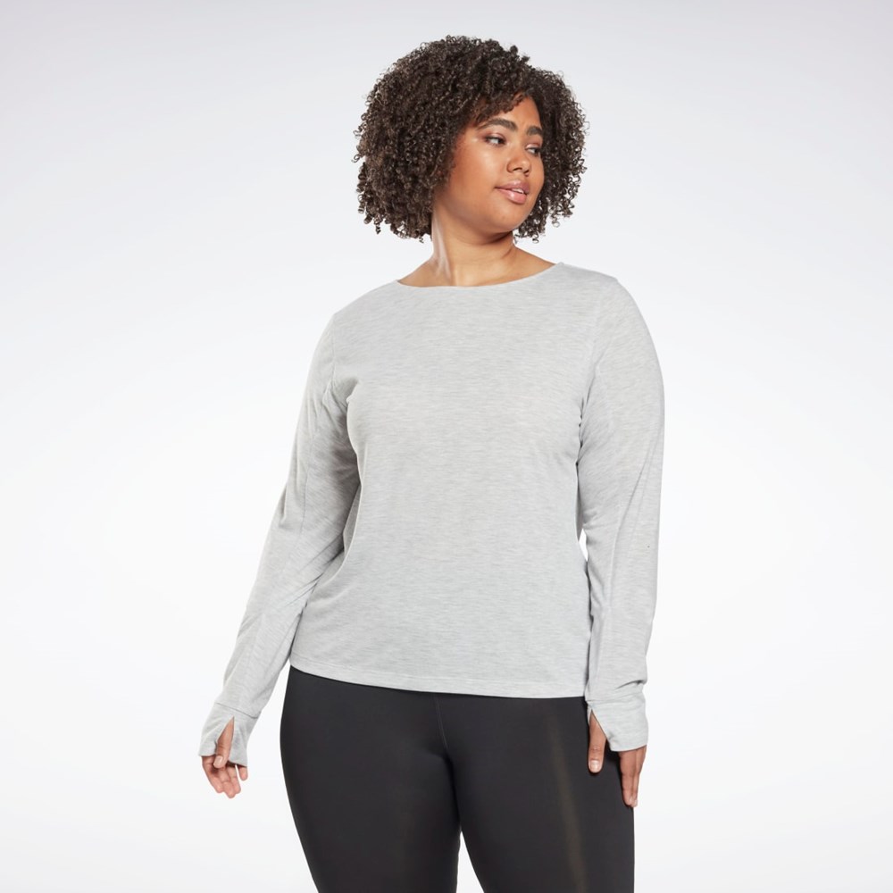 Reebok Workout Ready Supremium Long Sleeve T-Shirt (Plus Size) Głęboka Szare | NUBJ-96314