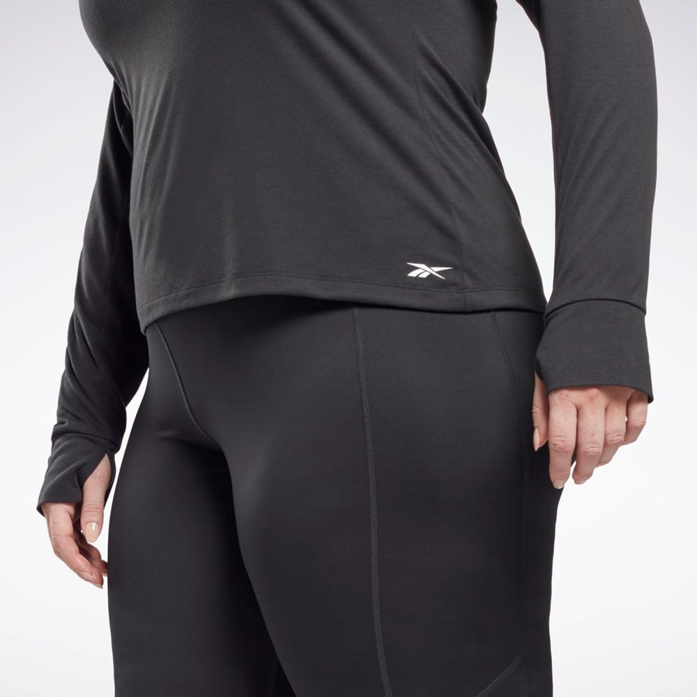 Reebok Workout Ready Supremium Long Sleeve T-Shirt (Plus Size) Czarne | QKZB-91640