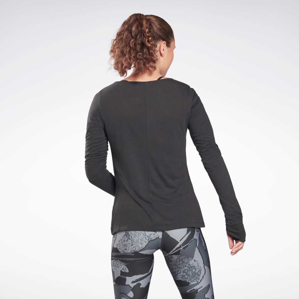 Reebok Workout Ready Supremium Long Sleeve T-Shirt Czarne | XBSC-36491