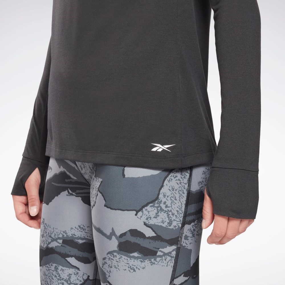 Reebok Workout Ready Supremium Long Sleeve T-Shirt Czarne | XBSC-36491