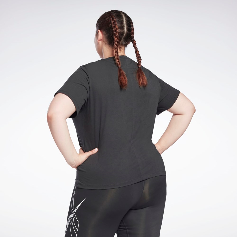 Reebok Workout Ready Supremium T-Shirt (Plus Size) Czarne | WKMA-92134