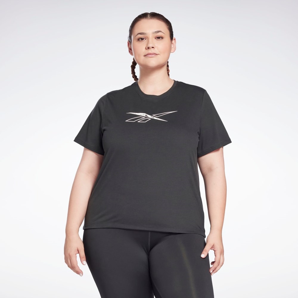 Reebok Workout Ready Supremium T-Shirt (Plus Size) Czarne | WKMA-92134