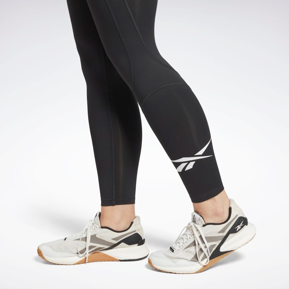 Reebok Workout Ready Vector Leggings Czarne | QMTP-46708