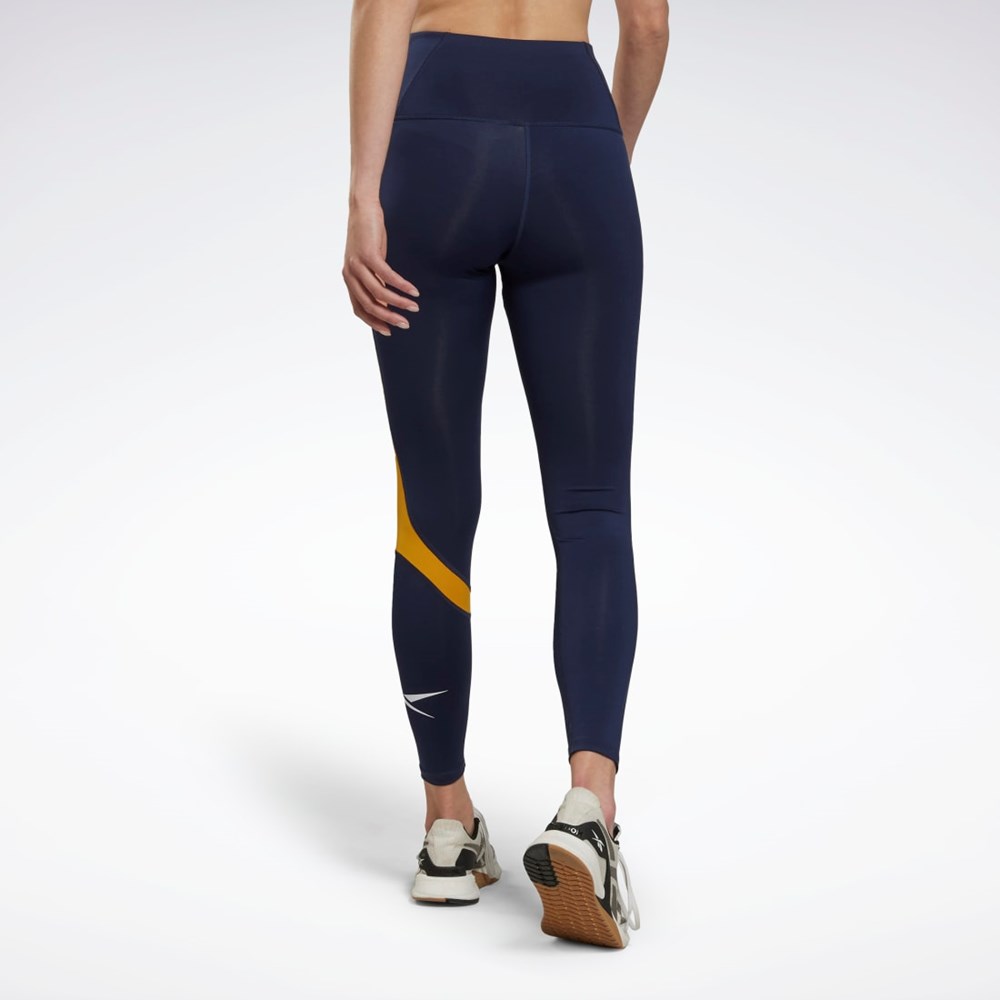 Reebok Workout Ready Vector Leggings Granatowe | XPBL-81645