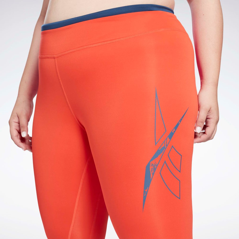 Reebok Workout Ready Vector Leggings (Plus Size) Czerwone | BHUR-76952