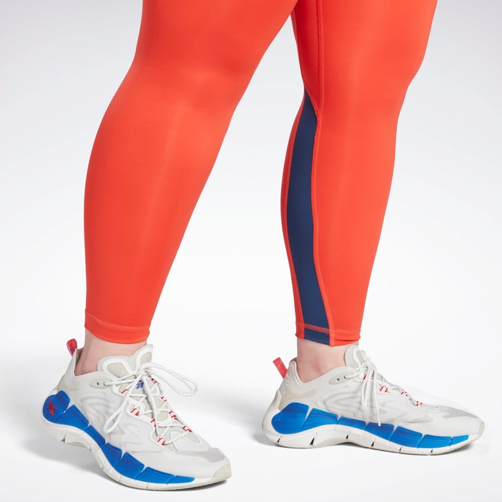 Reebok Workout Ready Vector Leggings (Plus Size) Czerwone | BHUR-76952