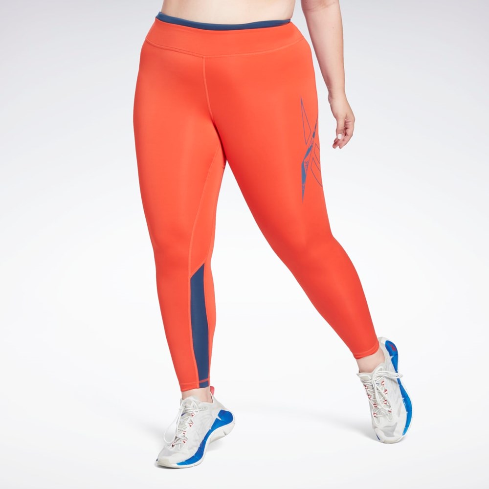 Reebok Workout Ready Vector Leggings (Plus Size) Czerwone | BHUR-76952