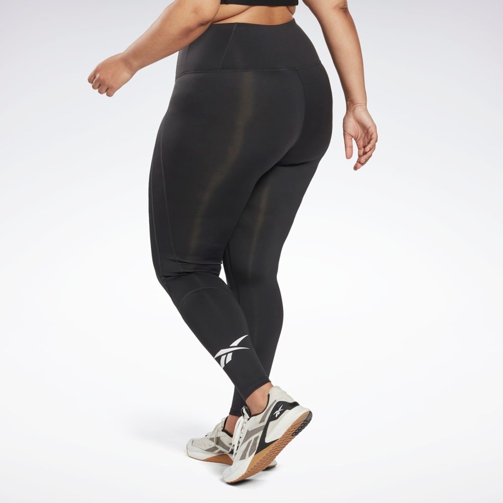 Reebok Workout Ready Vector Leggings (Plus Size) Czarne | JDRP-60937