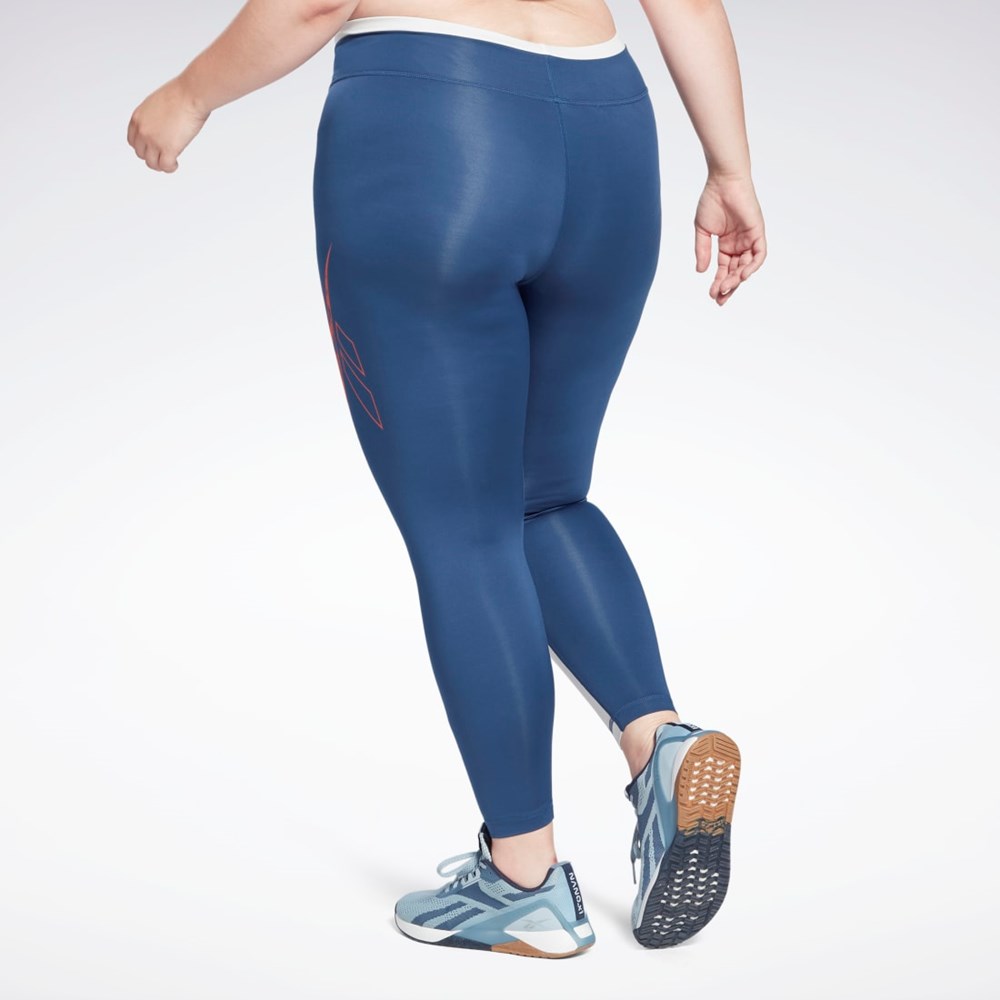 Reebok Workout Ready Vector Leggings (Plus Size) Niebieskie | MHUC-89156