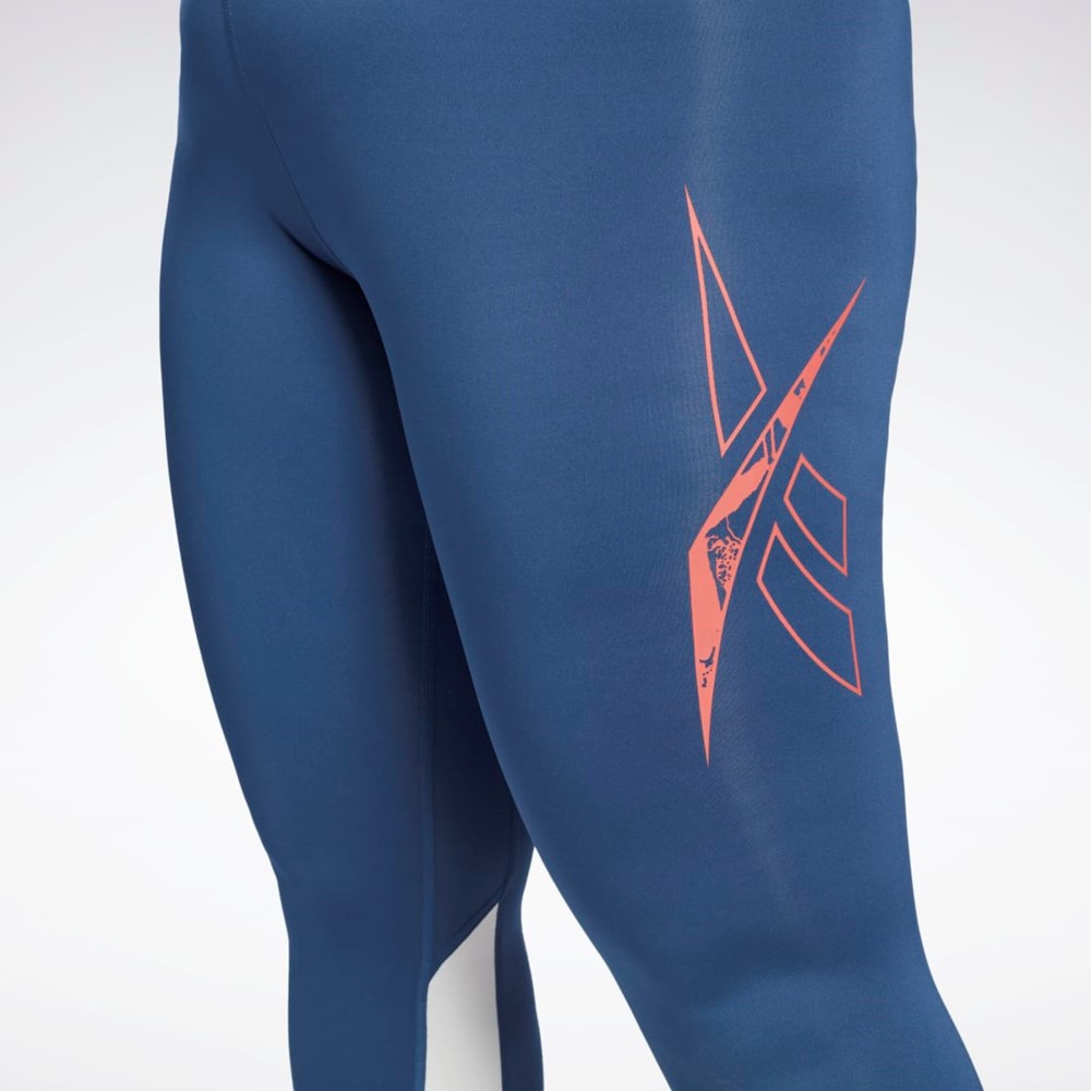 Reebok Workout Ready Vector Leggings (Plus Size) Niebieskie | MHUC-89156