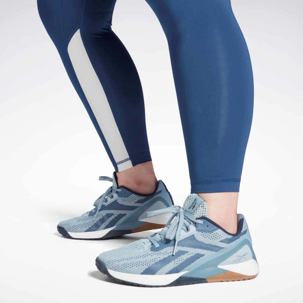 Reebok Workout Ready Vector Leggings (Plus Size) Niebieskie | MHUC-89156