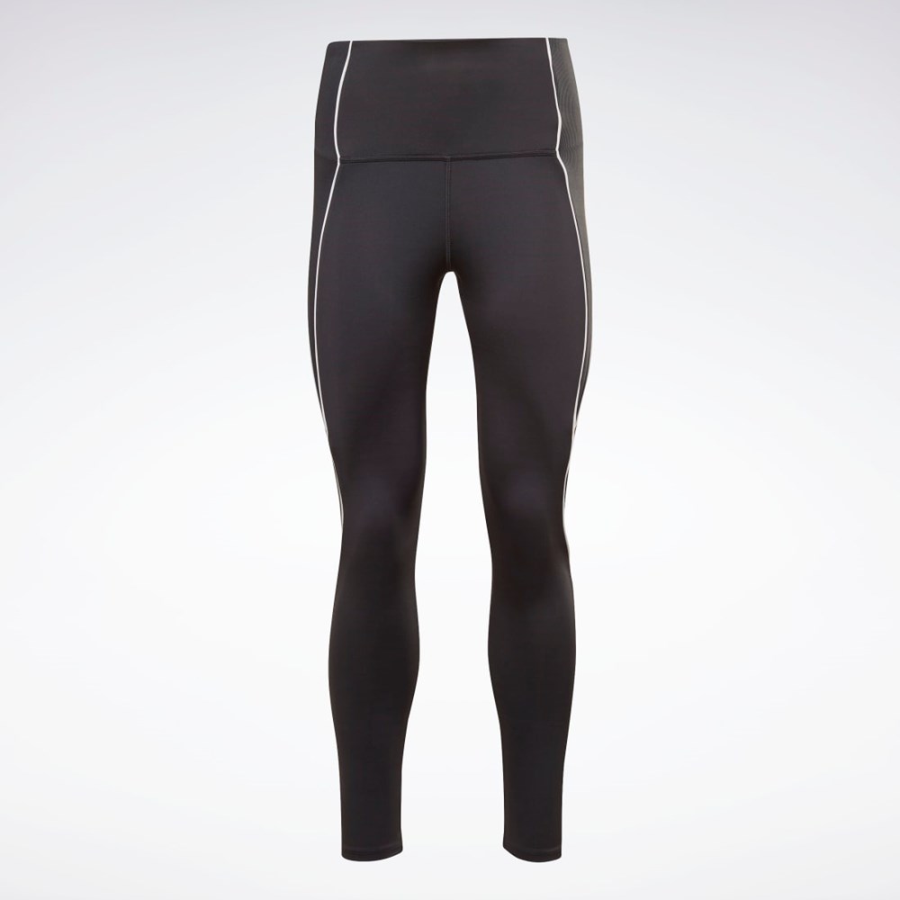 Reebok Workout Ready Żebrowany High-Rise Leggings Czarne | VZGN-51940